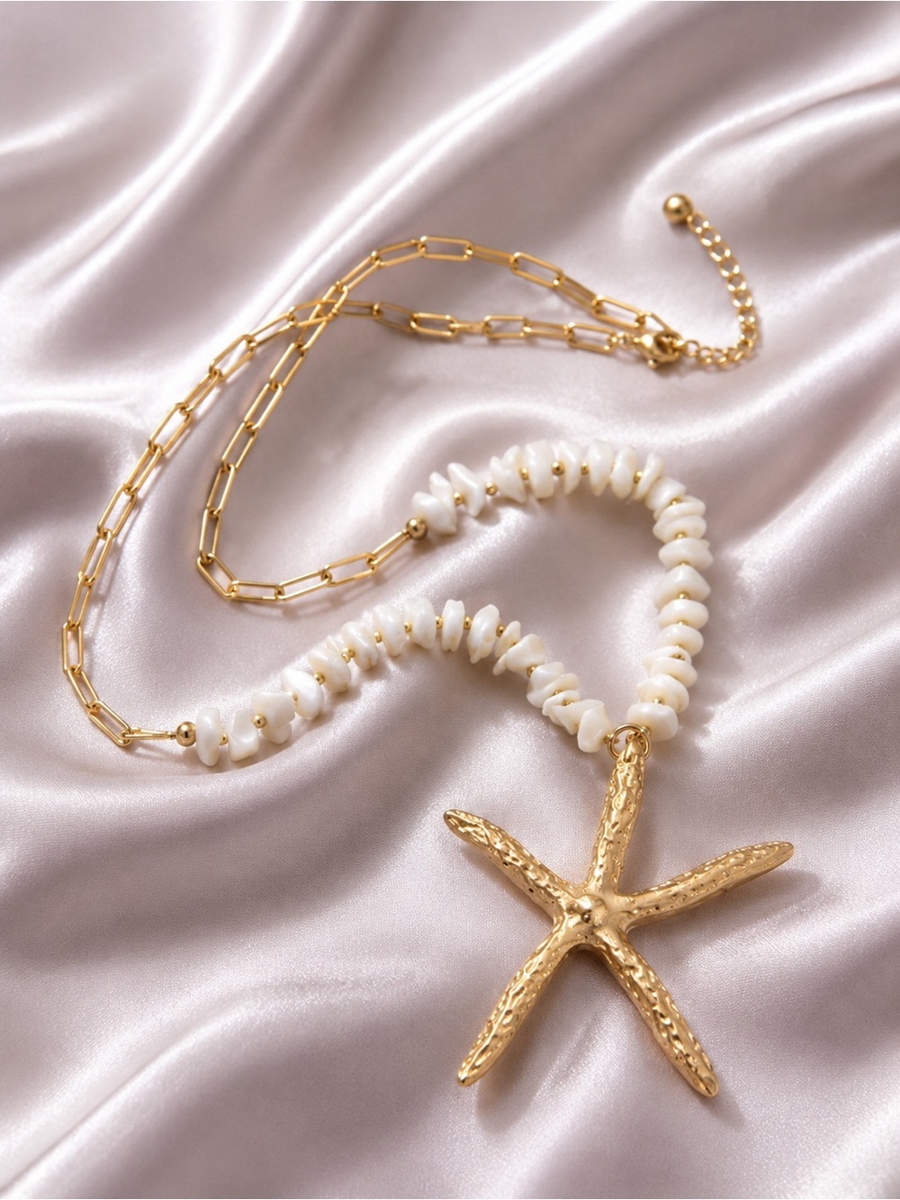 Gold Starfish Mother of Pearl Necklace